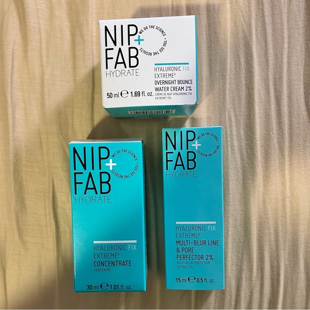 NWT Nip+Fab 3 Full Size Skincare Item Lot Bundle Hyaluronic Fix Extreme Face NIB